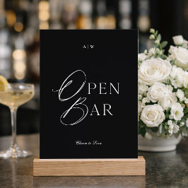 Invitación Cartel de barra abierta de boda minimalista en neg