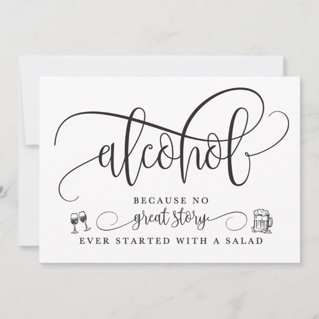 Invitación Cartel de barra de alcohol para boda (Anverso)