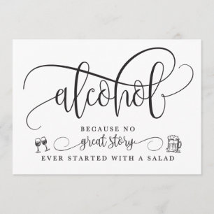 Invitación Cartel de barra de alcohol para boda