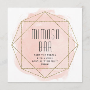 Invitación Cartel de barra de Mimosa con brillo falso de acua