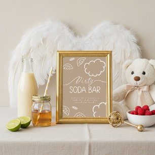 Invitación Cartel de barra de refrescos sucios beige de un pe