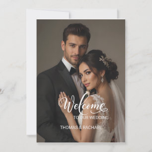 Invitación Cartel de bienvenida para boda formal con foto de 
