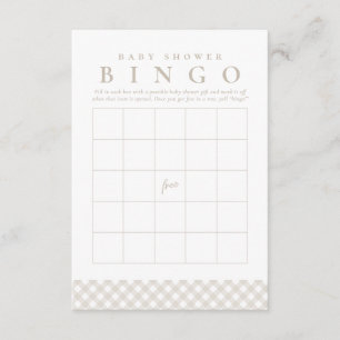 Invitación Cartel de bingo para baby shower con diseño a cuad
