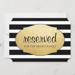Invitación Cartel de boda con rayas negras reservado con lámi