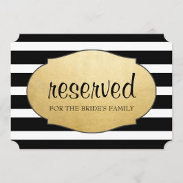 Invitación Cartel de boda con rayas negras reservado con lámi