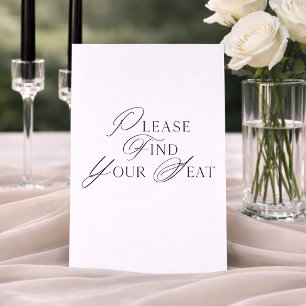 Invitación Cartel de boda en letra negra 'Por favor, encuentr