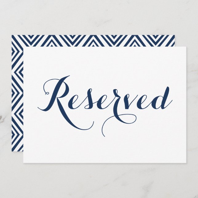 Invitación Cartel de boda reservado de caligrafía moderna azu (Anverso / Reverso)