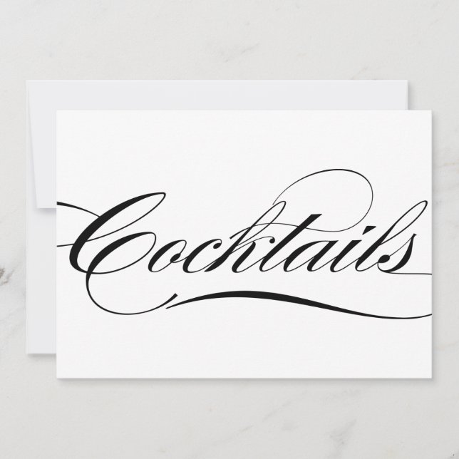 Invitación Cartel de bodas de cócteles de caligrafía elegante (Anverso)