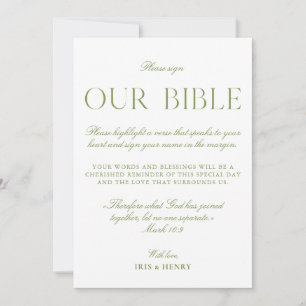 Invitación Cartel de Bodas Verde Sage y Blanco Nuestra Biblia
