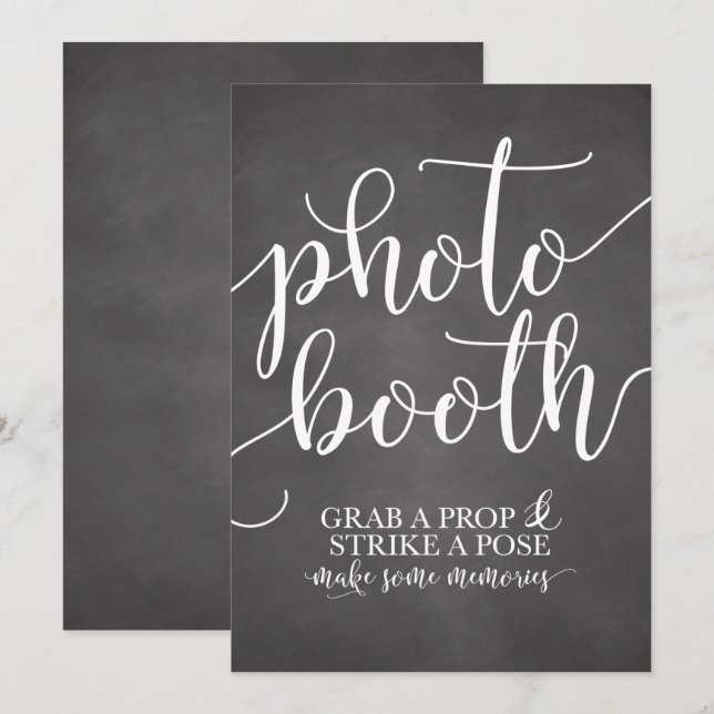 Invitación Cartel de cabina de fotos de boda - Agarra un acce (Anverso / Reverso)