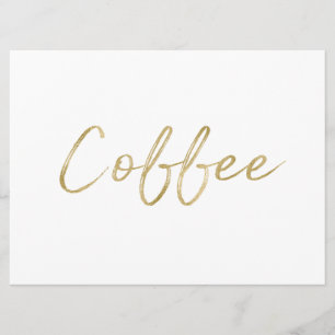 Invitación "Cartel de Café"   Letra a Mano Dorada con Estilo