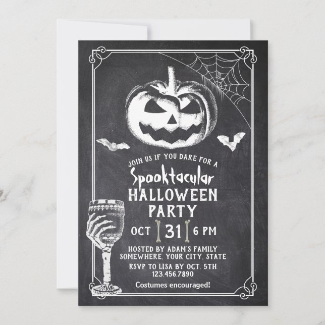 Invitación Cartel de calabaza de la fiesta de Halloween (Anverso)