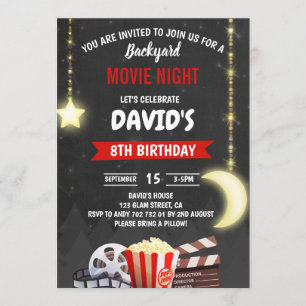 Invitación Cartel de cumpleaños de la noche de la película