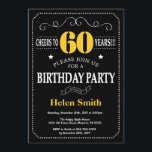 Invitación Cartel de cumpleaños número 60 negro y amarillo<br><div class="desc">Tipografía Negra y Verde de cumpleaños número 60.Pizarra. Fondo blanco y negro. Cumpleaños de adultos. Cumpleaños de hombres o mujeres. Invite a un niño o Chica Lady Teen Teenage Bday. 13a 15a 16a 18a 20a 30a 40a 50a 60a 70a 80a 90a 100a. Cualquier edad. Para más personalización, haga clic en...</div>
