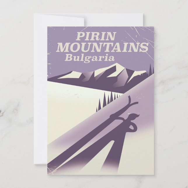 Invitación Cartel de esquí de los montes Pirin Bulgaria (Reverso)
