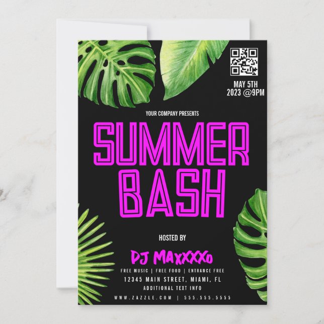 Invitación Cartel de evento de DJ de verano Fiesta de playa B (Anverso)
