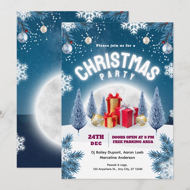 Invitación Cartel de evento de fiesta de Navidad (Anverso / Reverso)