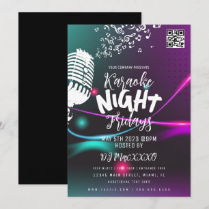 Invitación Cartel de Evento de Noche de Karaoke en Bar de Clu