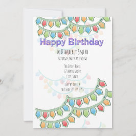 Invitación Cartel de Feliz Cumpleaños Pennant