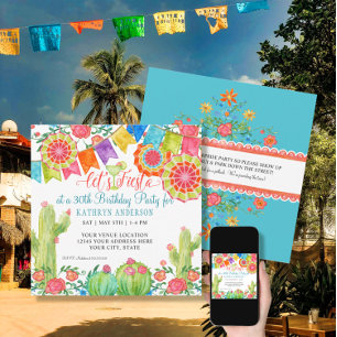 Invitación Cartel de Fiesta Margarita Cactus 30 cumpleaños Fi