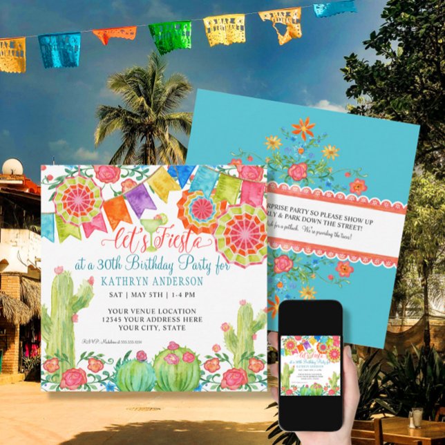 Invitación Cartel de Fiesta Margarita Cactus 30 cumpleaños Fi (Subido por el creador)