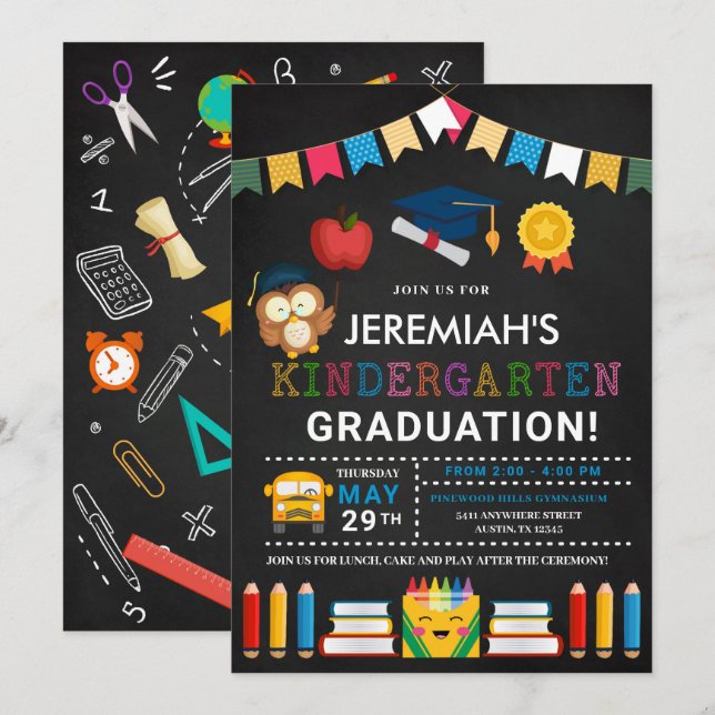 Invitación Cartel de graduación de jardín de infancia (Anverso / Reverso)