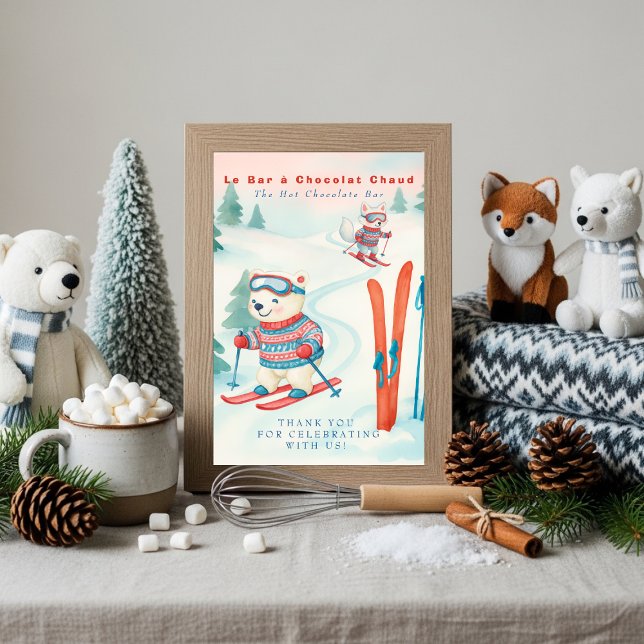 Invitación Cartel de la barra de chocolate caliente Boho de A (Après Bébé SKi Baby Boho Hot Chocolate Bar Sign)