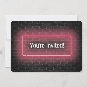 Invitación Cartel de la fiesta de cumpleaños Neon en la pared