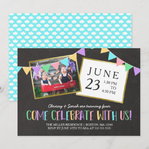 Invitación Cartel de la pancarta de Chalkboard Bunting Foto F