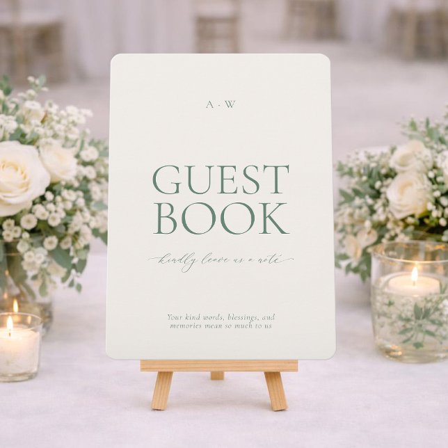 Invitación Cartel de Libro de Firmas de Boda Verde Sage Minim (Subido por el creador)