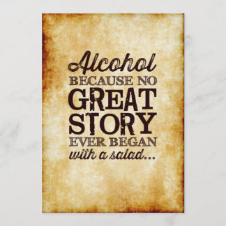 Invitación Cartel de mesa de pergamino 5x7 Alcohol Porque