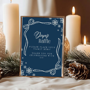 Invitación Cartel de Mesa de Rifa de Pañales Winter Coquette