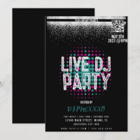 Cartel de Noche de Música en Vivo con DJ en el Bar