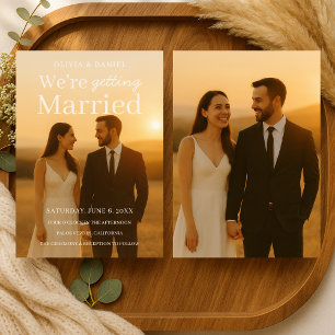 Invitación Cartel de película de boda con foto elegante