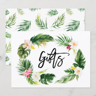 Invitación Cartel de regalos de corona floral tropical de acu