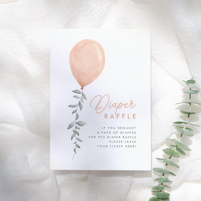 Invitación Cartel de rifa de pañales con globo de follaje de  (Subido por el creador)