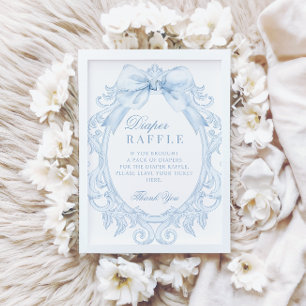 Invitación Cartel de Rifra de Pañales para Baby Shower de Niñ