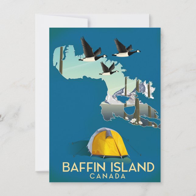 Invitación cartel de viaje a la isla de Baffin Canadá (Reverso)