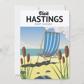 Invitación cartel de viaje a la playa de Hastings East Sussex