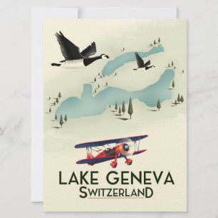 Invitación cartel de viaje a lago de ginebra suiza