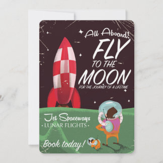 Invitación Cartel de viaje de dibujos animados de vuelo retro