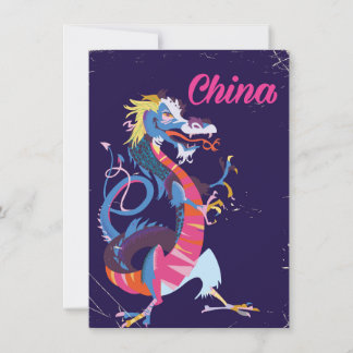 Invitación Cartel de viaje de estilo vintage del dragón de Ch