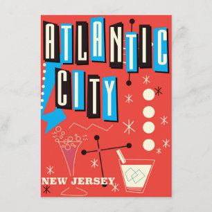 Invitación Cartel de viaje de juego vintage de la ciudad Atlá