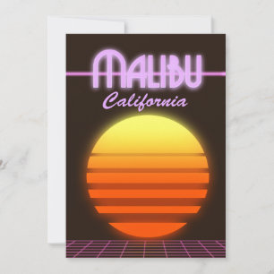 Invitación Cartel de viaje de la puesta de sol de Malibú Cali