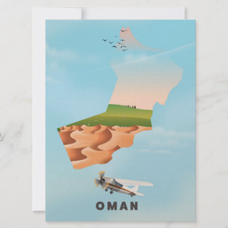 Invitación cartel de viaje de mapa ilustrado de Omán
