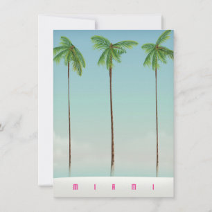 Invitación Cartel de viaje de palmeras de Miami, Florida.