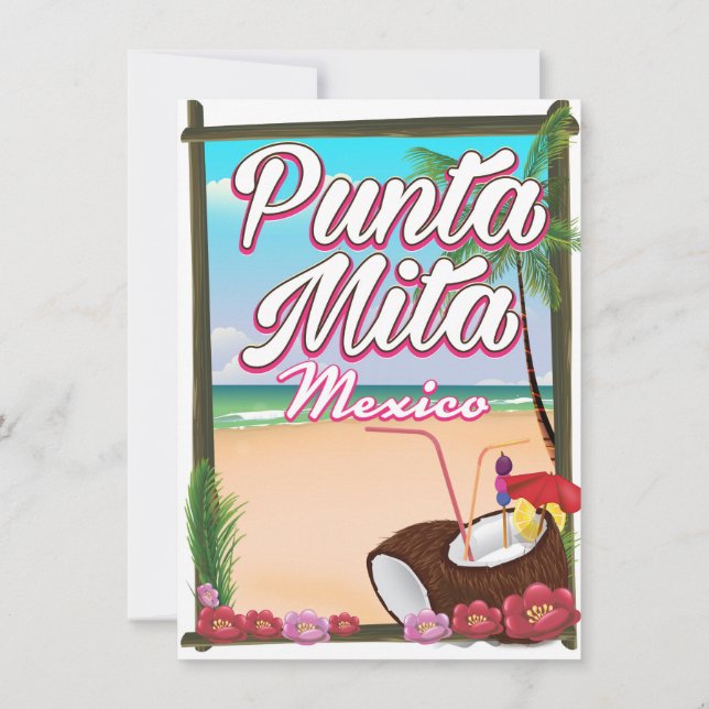 Invitación Cartel de viaje de Punta Mita, Mexico Beach (Reverso)