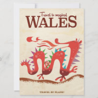 Cartel de viaje del dragón mágico de Gales