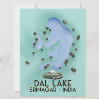 Invitación Cartel de viaje del lago Dal, Srinagar, India Mapa