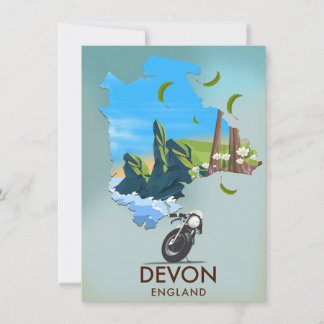 Invitación Cartel de viaje del mapa de Devon